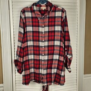 Modcloth Womens Red Plaid Flannel Shirt 3X